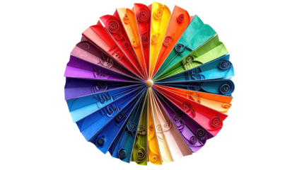 Colorful, intricate paper fan design