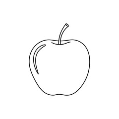 Simple Black Outline Drawing of an Apple