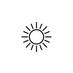 Simple Sun Icon with Rays, Black Outline on White Background