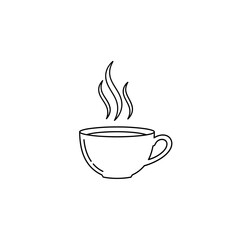 Simple Line Art Coffee Cup with Steam