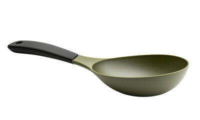 Modern deep ladle with wide olive-green bowl and ergonomic black handle
