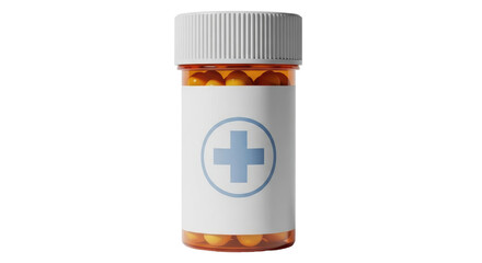 Isolated Medicine Bottle with Pills