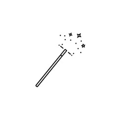 Minimalist Magic Wand with Stars and Sparkles Illustration