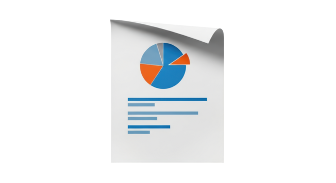 Isolated business concept showing information pie graph with design layout on paper document