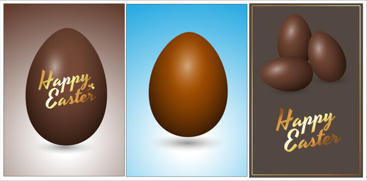 Chocolate Easter Eggs Collection with Happy Easter Text.