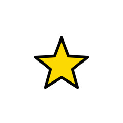 Simple Yellow Star with Black Outline Illustration