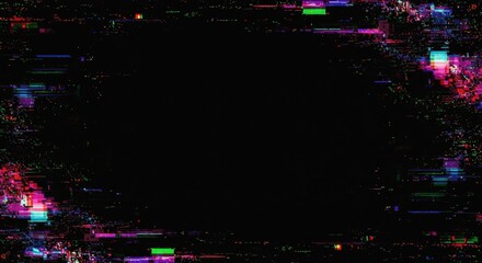 Abstract Colorful Digital Glitch Background with Vibrant Distorted Elements and Noise Effect