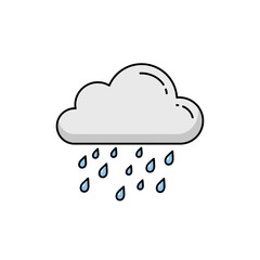 Cartoon Cloud with Rain Drops, Weather Illustration