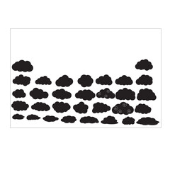 Collection of black cloud shapes in various sizes and arrangements.