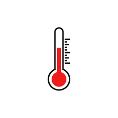 Simple Thermometer Icon with Red Mercury Column
