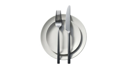 Isolated Fork and Knife on Plate