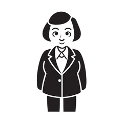 Old woman in formal clothes black and white vector illustration simple minimalist portrait design