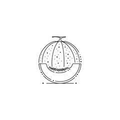 Minimalist Melon Illustration with Slice and Seeds