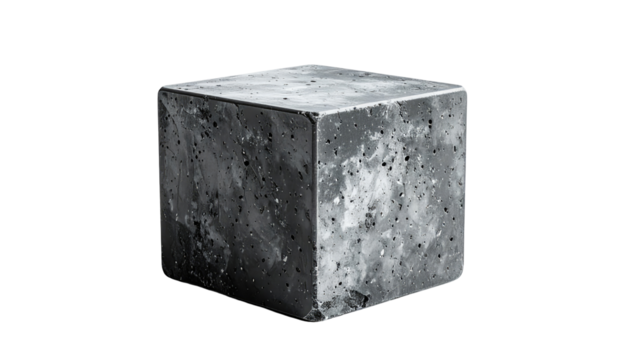 Gray concrete cube on black background