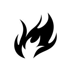 Abstract fire flame logo in sharp silhouette style with white background clean vector design