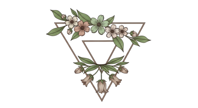 Isolated Flowers In Triangle Design