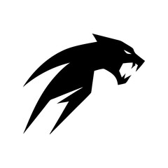 Abstract panther silhouette logo in sharp line geometric style elegant animal vector artwork