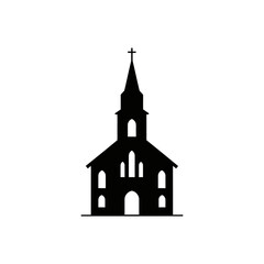 Silhouette of a Church Building with Cross