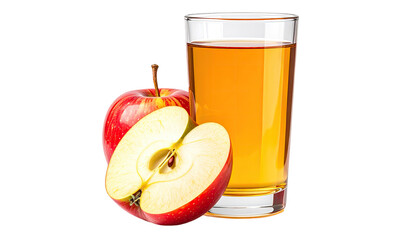 Fresh apple juice in a glass with sliced apples