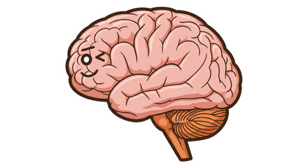 Isolated Cartoon Brain with Wink