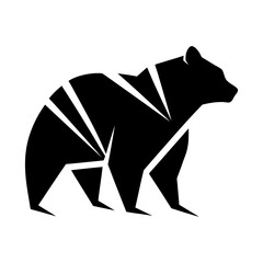 Minimal bear abstract logo created in sharp edge silhouette style clean modern vector design