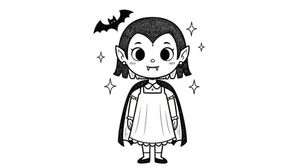 Isolated Vampire Girl Drawing