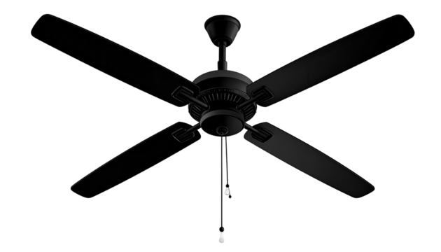 Black ceiling fan, studio shot