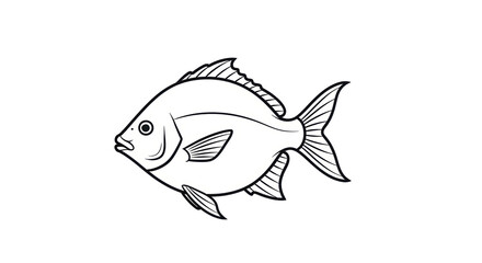 Isolated Fish Outline Drawing
