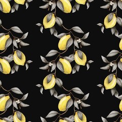 Elegant watercolor lemon pattern for textile and wallpaper design