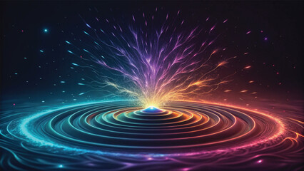 Obraz premium Concentric rings of light with radiating energy burst