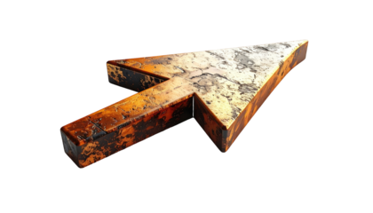 Oxidized cursor arrow, 3D rendering