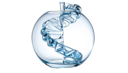 Light-blue glass vase, DNA helix design