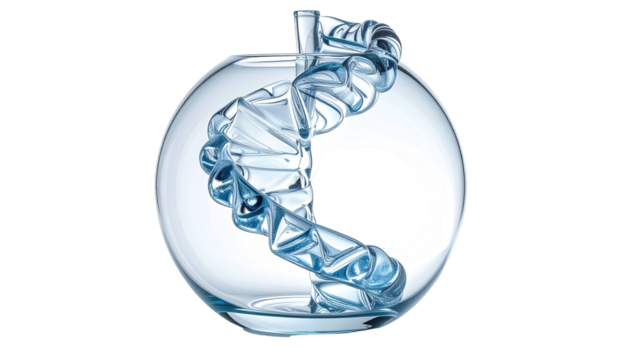 Light-blue glass vase, DNA helix design - Powered by Adobe