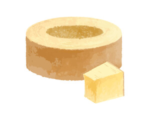 バウムクーヘンの水彩イラスト