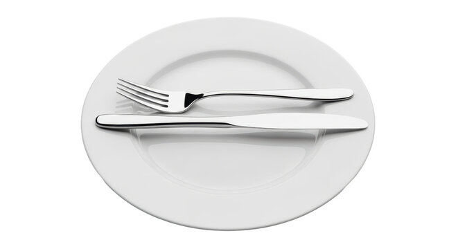 Isolated Plate with Fork and Knife