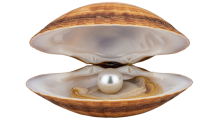 Isolated Pearl in Oyster Shell