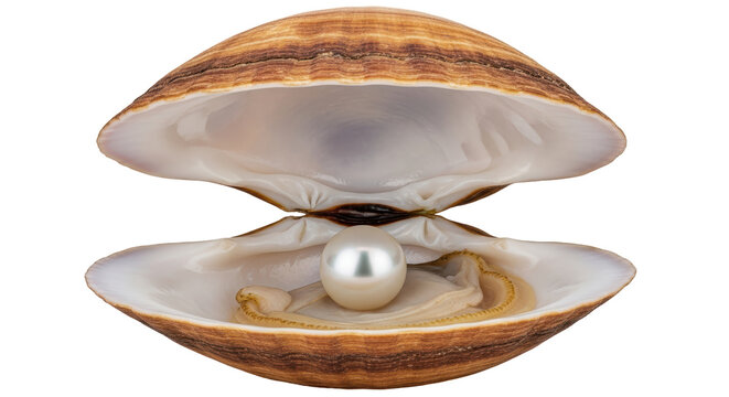 Isolated Pearl in Oyster Shell