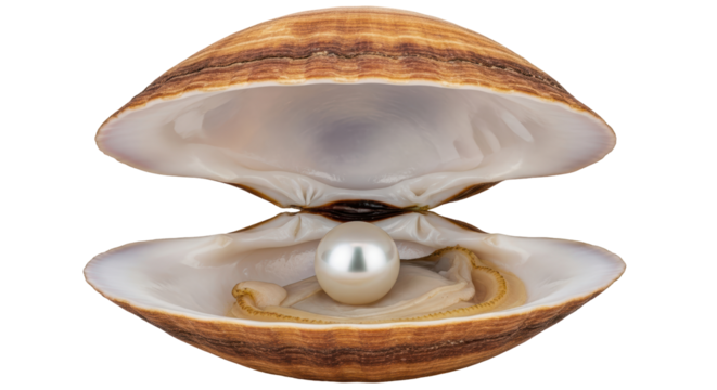 Isolated Pearl in Oyster Shell