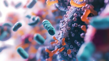 This Hyper-Detailed Representation Showcases Various Microbes, Including Bacteria and Viruses