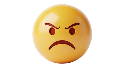 Isolated Angry Emoji Face, 3D Render