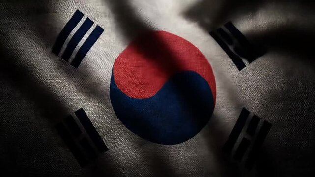 South korean flag closeup