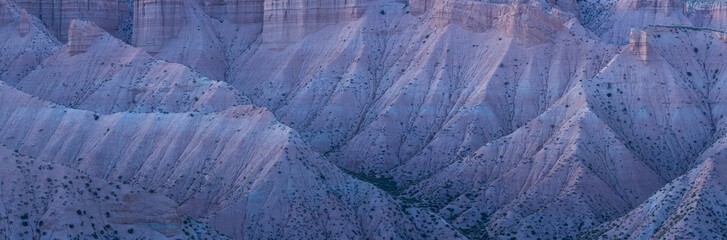 A landscape of ravines and badlands in the Gorafe Desert in the Granada Geopark. UNESCO GLOBAL GEOPARKS. Granada Province, Andalusia, Spain, Europe