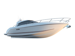 Sleek white luxury motor yacht isolated on transparent background
