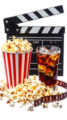 Movie snacks and clapperboard