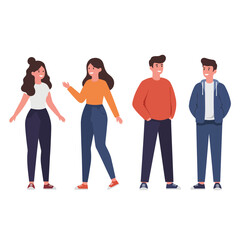 Fototapeta premium Four people standing casual outfit