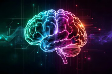 Vibrant Neon Brain Animation for Creativity, AI, Science, Education & Marketing