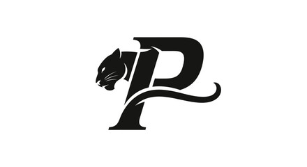 Black Panther Head Incorporated into Letter P Logo Design