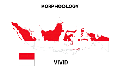 Indonesian map with flag