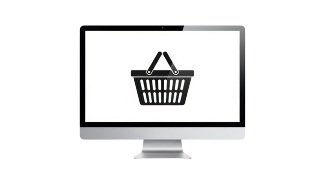Isolated Shopping Basket Icon on Computer Screen - Powered by Adobe