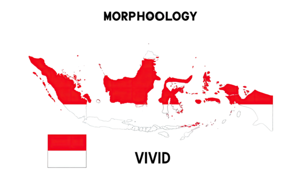 Indonesian map with flag